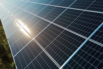 Solar batery in field. Photovoltaic panels for solar energy production. Alternative sustainable...