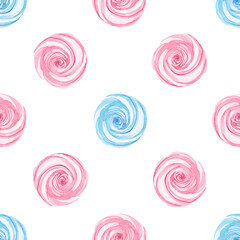 Watercolor pink and blue zephyr seamless pattern on white