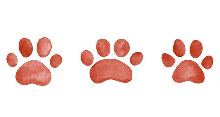 Watercolor brown steps print set isolated on white