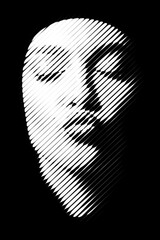 Beauty and style concept. Abstract beautiful woman face with closed eyes sending kiss silhouette...