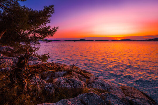wonderful summer croatian coast between Zadar and Primosten, Croatia, , Europe.. exclusive - this image sell only on adobestock	