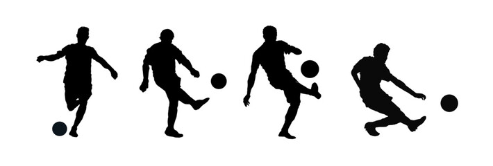 set of silhouettes of   football player