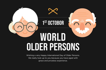 International Day for Older Persons, Happy Grandparents Day, old parents day, banner, poster, brochure, greeting card, Flat Design Illustration, vector design, editable, Cute cartoon grandparents