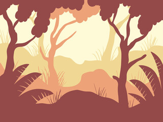 Orange Forest Simple Background Illustration