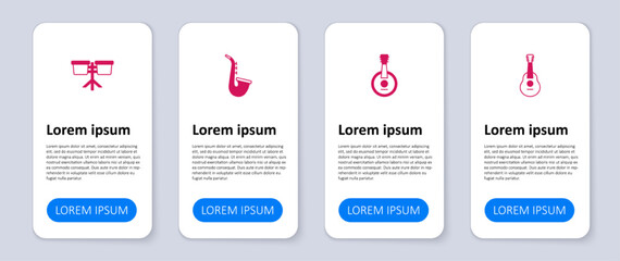 Set Guitar, Banjo, Saxophone and Bongo drum. Business infographic template. Vector