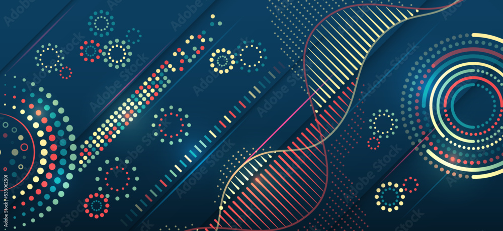 Poster Structuring the flow of information. Data analytics concept. Sorting a large amount of data on a dark background. Big data visualization. Futuristic network or business analytics.