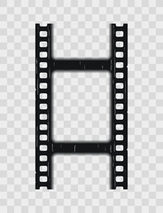 Obraz premium Vintage cinematic frame on transparent background. Old style video border. Close-up cinema seamless strip. Photo camera roll. Retro camera reel with slide. Vector illustration.