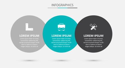 Set Toolbox, Corner ruler and Hammer and wrench spanner. Business infographic template. Vector