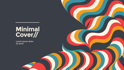 Colorful background with an optical fluid wave. Striped wavy line for cover, poster, landing page. Bauhaus abstract illustration.