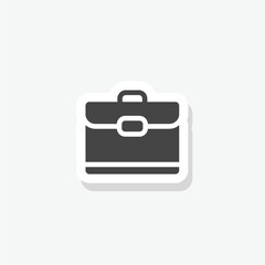 Briefcase black sticker icon isolated on white background