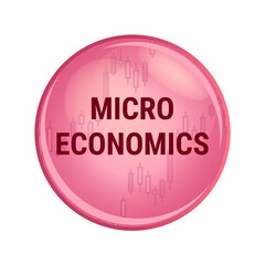 Vector red icon or symbol of micro economics or microeconomics. Branch of economics that examines the decision-making of market entities – individuals, households, companies or firms, and state.