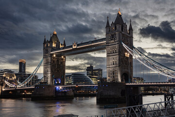 Tower Bridge in London, England, UK at Dusk