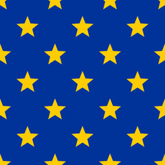Starry sky seamless pattern. True colors flag European Union backgrounds. Simple geometric prints wallpaper.
