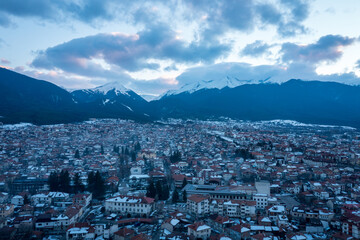 Obraz premium Aerial cityscape of Bansko, Bulgaria