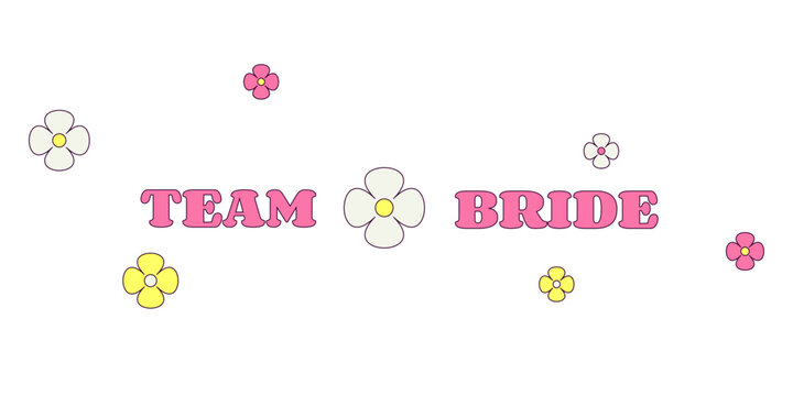 Team Bride witch Flowers Bachelorette Party Temporary Sticker or Badge