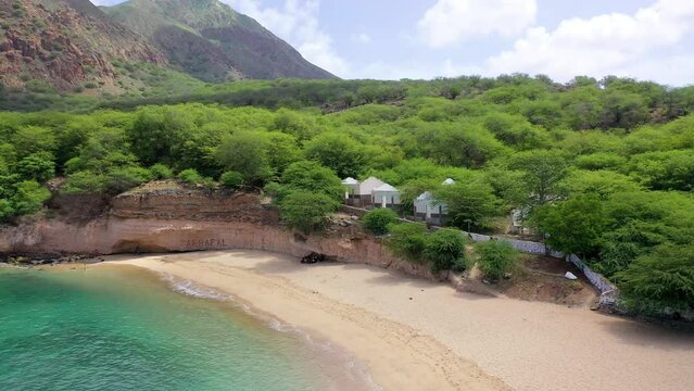 Aerial view of Tarrafal beach in Santiago island in Cape Verde - Cabo Verde