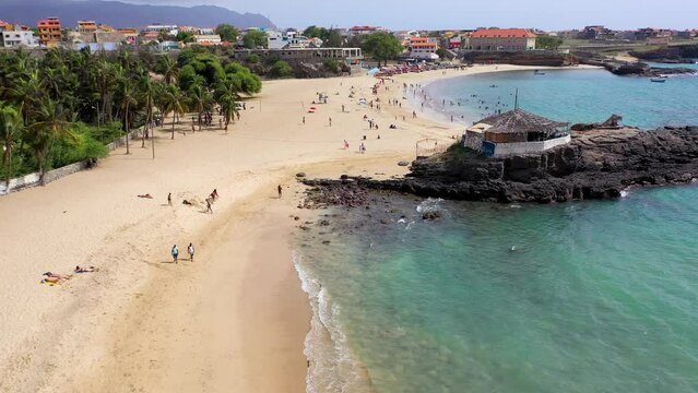 Aerial view of Tarrafal beach in Santiago island in Cape Verde - Cabo Verde