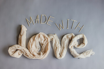 Word made with love. Digital photography backdrop for newborn and baby.