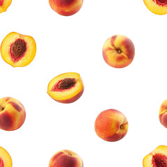 Peach isolated on white background, SEAMLESS, PATTERN