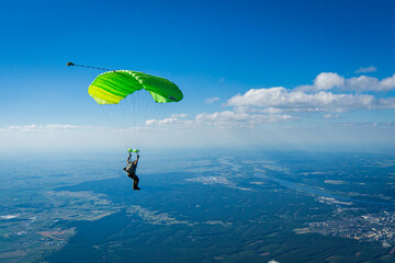 Skydiver under canopy