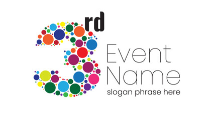 annual event or summit title starting with a number of order made with random colorful circles - 3rd