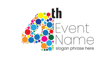 Fototapeta premium annual event or summit title starting with a number of order made with random colorful circles - 4th