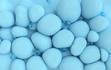 Dynamic abstract pastel colored 3d rendering background with soft spheres.