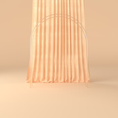 Movie theater dramatic curtains on stage, classic drapery template 3d render illustration. Circus and standup scene interior