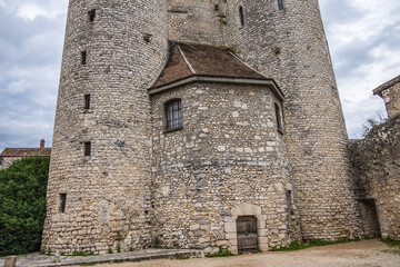 Castle Nemours built in 12th century, consists of a fortress surrounded by four corner towers and a high watchtower. Nemours, Seine-et-Marne, Ile-de-France, France.