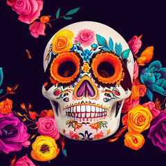 Funky pattern Day of the Dead, Dia de los muertos