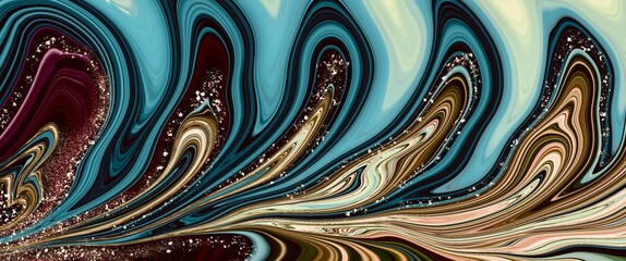 Deep blue marble alcohol ink background, texture with luxury golden paths decoration, gold kintsugi, eart tones hand drawn painted art, wallpaper for print, interior decoration