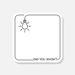 Did you know bulb icon sticker isolated on white background