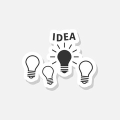Light bulb idea icon sticker isolated on white background
