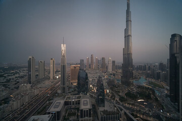 Fototapeta na wymiar Dubai. View of downtown from the 53rd floor of SkyView.