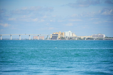Naklejka premium Sanibel island, FL USA -01 30 2019: A bridge connecting Sanibel island and Fort Myers in Florida, USA
