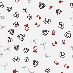 Set line Diamond, Necklace mannequin, Christian cross chain and Stud earrings on seamless pattern. Vector