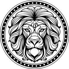 Vector illustration, silhouette of the head of the zodiac sign Leo, on a white background