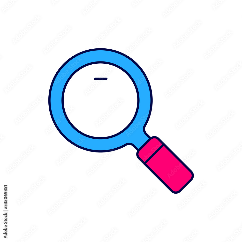 Wall mural Filled outline Magnifying glass icon isolated on white background. Search, focus, zoom, business symbol. Vector