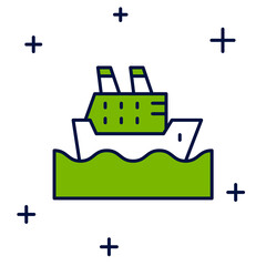 Obraz premium Filled outline Cruise ship in ocean icon isolated on white background. Cruising the world. Vector