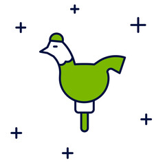 Filled outline Candy cockerel lollipop on a stick icon isolated on white background. Vector