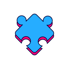 Filled outline Puzzle pieces toy icon isolated on white background. Vector