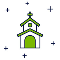 Filled outline Church building icon isolated on white background. Christian Church. Religion of church. Vector