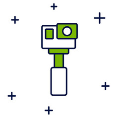 Filled outline Action extreme camera icon isolated on white background. Video camera equipment for filming extreme sports. Vector