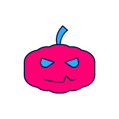 Filled outline Pumpkin icon isolated on white background. Happy Halloween party. Vector