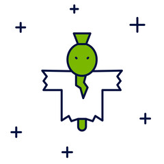 Filled outline Scarecrow icon isolated on white background. Happy Halloween party. Vector
