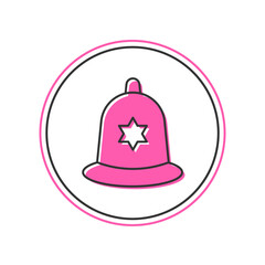 Filled outline British police helmet icon isolated on white background. Vector