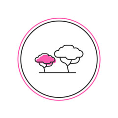 Filled outline African tree icon isolated on white background. Baobab, acacia and other. Vector