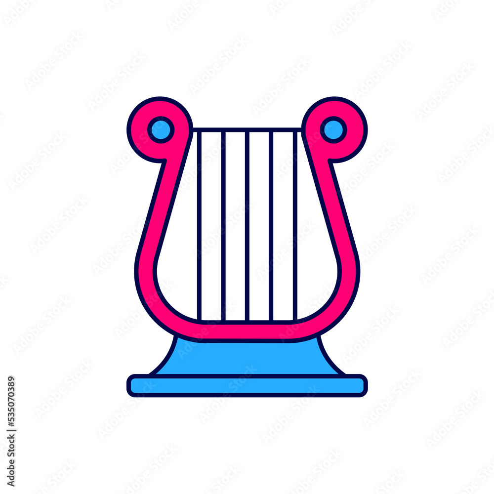 Canvas Prints Filled outline Ancient Greek lyre icon isolated on white background. Classical music instrument, orhestra string acoustic element. Vector