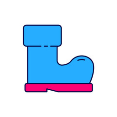 Filled outline Waterproof rubber boot icon isolated on white background. Gumboots for rainy weather, fishing, gardening. Vector