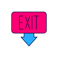 Filled outline Fire exit icon isolated on white background. Fire emergency icon. Vector